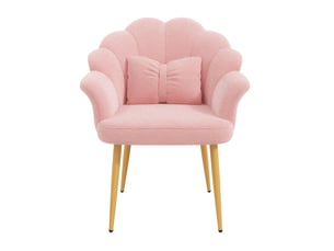 Chaise 64x65,5x85 cm à dossier pétale et pieds dorés coloris rose