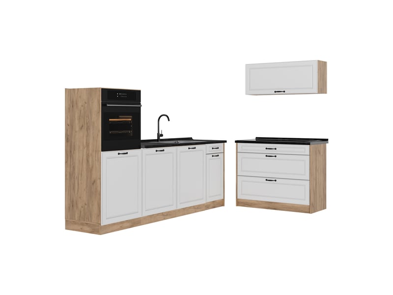 Vicco cuisine, blanc campagnechêne doré, 220cm plan de travail anthracite - Conforama A