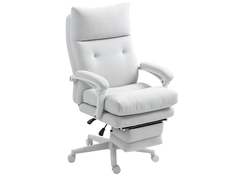 Chaise de bureau ergonomique,68x70x114-122 cm,avec repose-pieds,polyester,crème - Conforama A