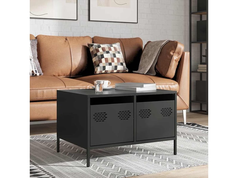  Meuble tv - banc tv - meuble de rangement noir 68x50x43,5 cm acier laminé à froid  - Conforama D