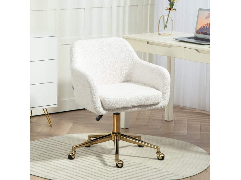 Fauteuil de bureau réglable 60x61x79-88 cm en polyester blanc crème - Conforama B