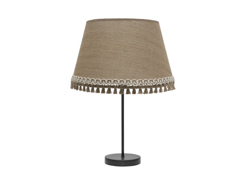  Fabrilamp ada grande lampe à poser noire et sable, abat-jour en toile de jute à franges, 1 x e27, 63 cm 186571109 - Conforama A