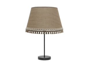 Fabrilamp ada grande lampe à poser noire et sable, abat-jour en toile de jute à franges, 1 x e27, 63 cm