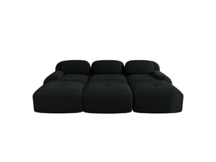 Canapé modulable 3 places avec 3 poufs en velours côtelé noir