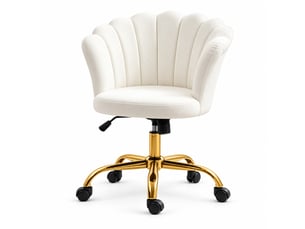 Fauteuil de coiffure réglable 69 x 64 x 90 cm blanc, dossier en forme de fleur, revêtement velours doux