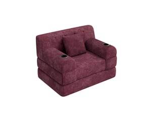 Canapé-lit tcqpz 1 place 107 x 80 x 81 cm convertible en velours côtelé bordeaux