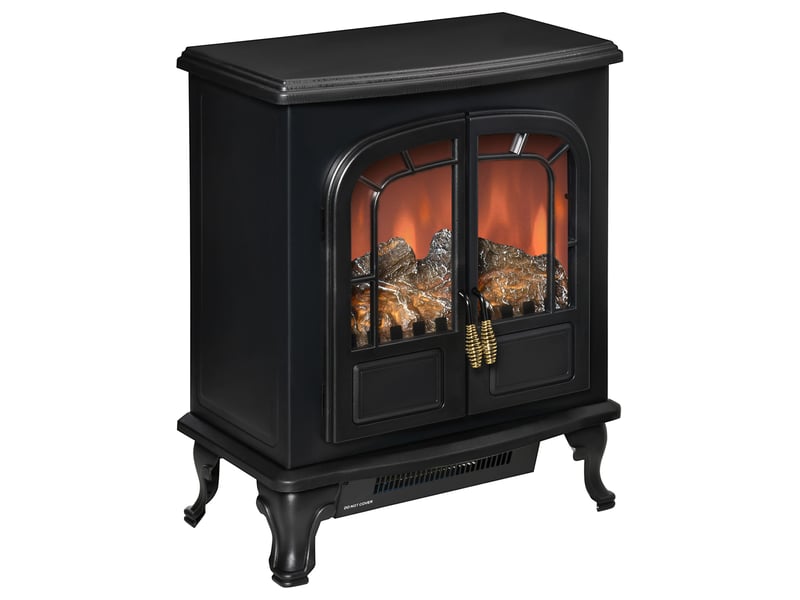 Cheminée électrique poêle style rétro, effet flammes led et chauffage 10002000 w - Conforama A