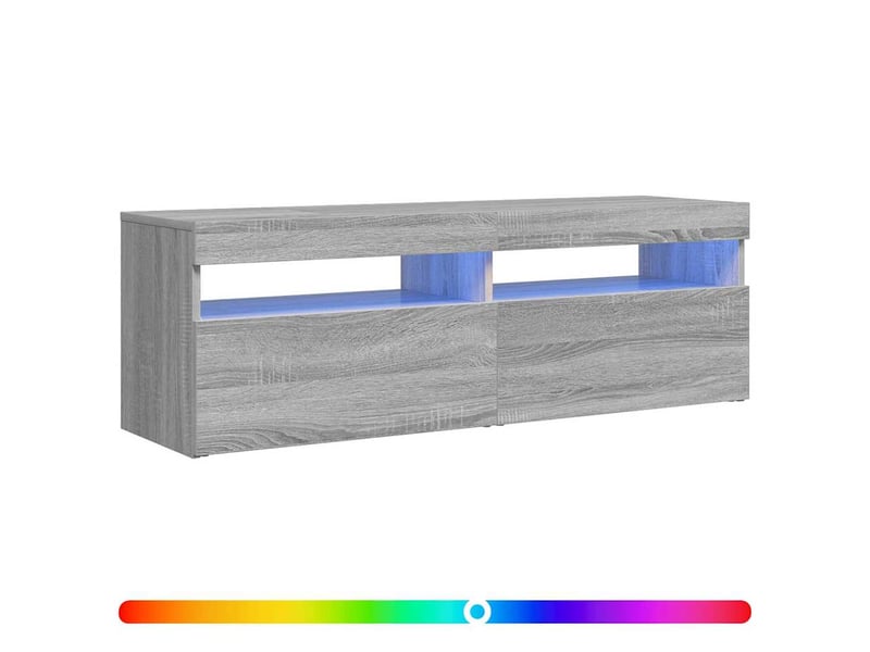 Meuble tv - banc tv - meuble de rangement avec lumières led sonoma gris 120x35x40 cm - Conforama A