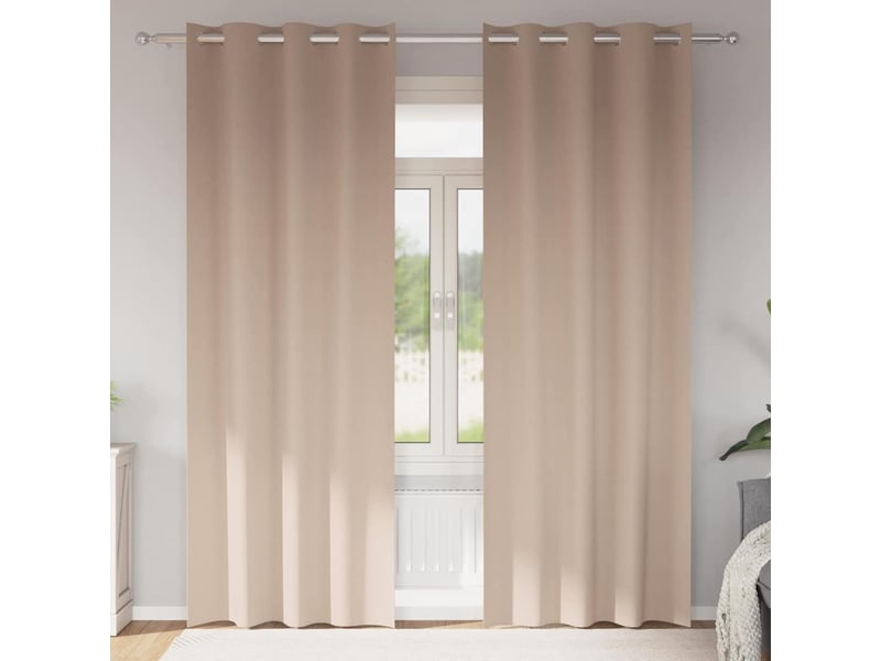 Lot de 2 rideaux occultants, rideaux black-out avec anneaux taupe 260 x 140 cm cf44779 - Conforama B