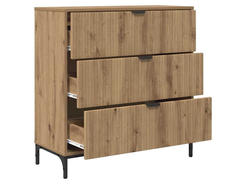 Buffet salon, buffet de rangement chêne artisanal 79,5x33x82 cm bois d'ingénierie - Conforama E