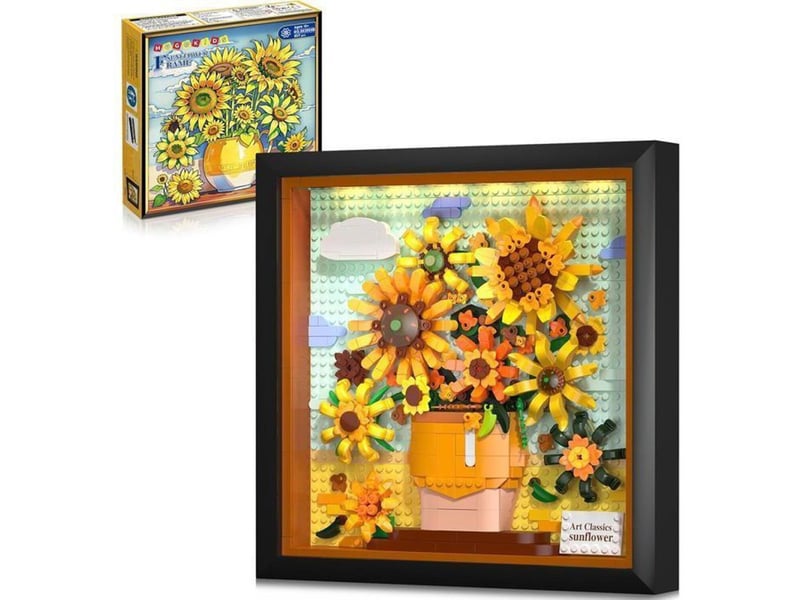  Briques mini led encadrement tableau sunflowers 807 pieces abs 3,6 mm cadre noir pour montage mural ou pose sur table usb 151498_AAAPO04436_6_DROPFR - Conforama A