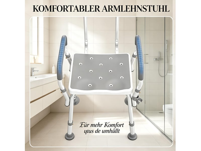 Chaise de douche réglable grise - Conforama D