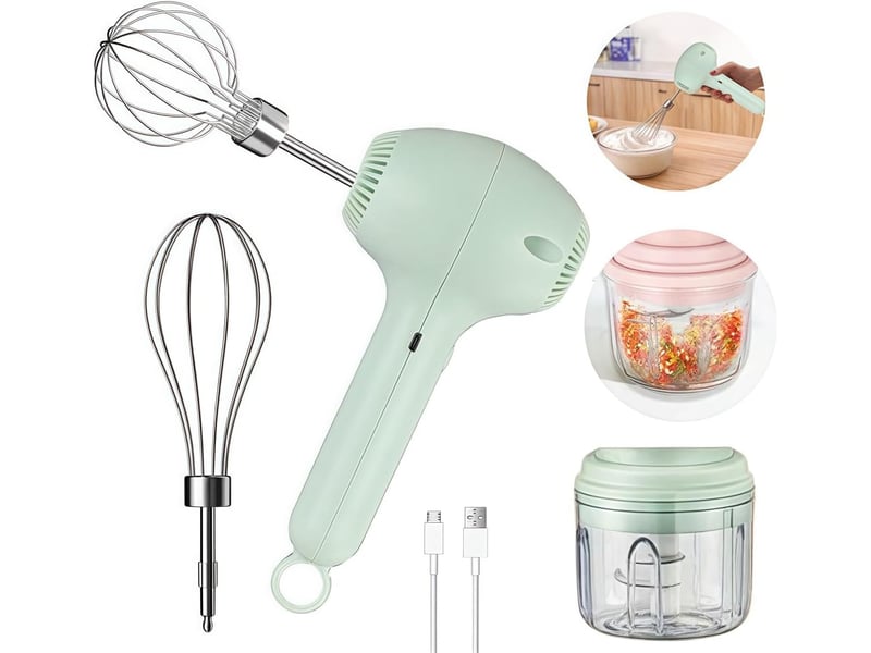  Batteur à œufs électrique sans fil 30 w - hachoir à ail - pour utilisation en intérieur et en extérieur - vert no - Conforama C