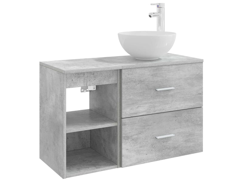  Ensemble de mobilier de salle de bain 2 pc gris béton cf64140  - Conforama A