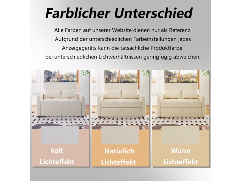  Canapé lit pliable 2 places en lin beige avec dossier réglable  - Conforama D