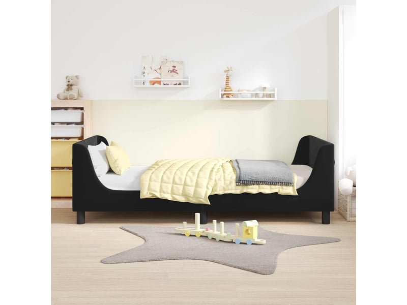  Cadre de lit pour enfants - lit jeune avec tête de lit noir 90 x 200 cm  - Conforama C