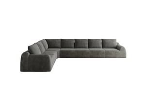 Canapé d'angle 7 places compressé en mousse haute élasticité sans montage, en chenille gris foncé