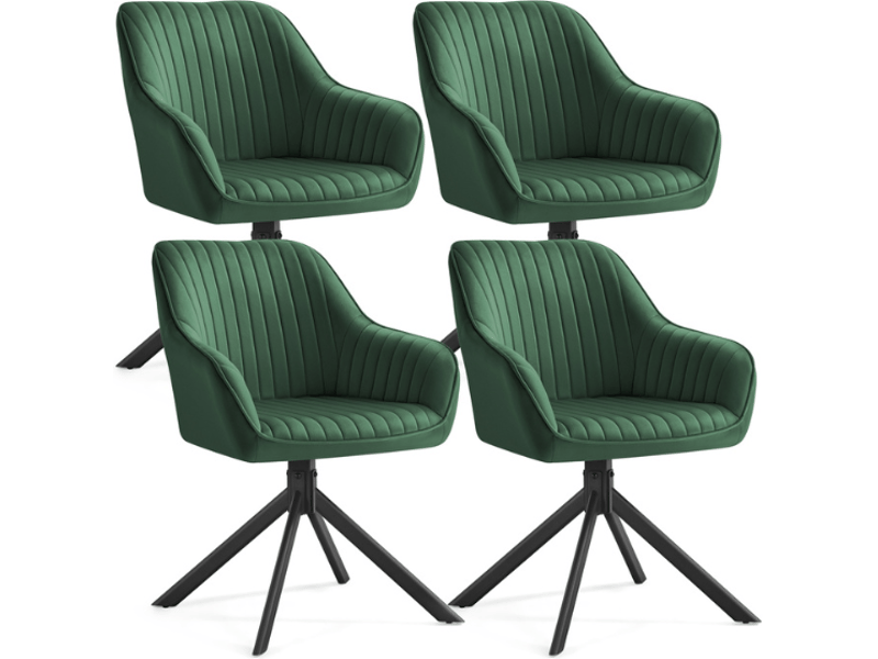  Chaise de salle à manger pivotante design moderne 58 x 60 x 81,5 cm confort rembourré en velours noir d'encre 12_0012469  - Conforama A