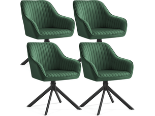 Chaise de salle à manger pivotante design moderne 58 x 60 x 81,5 cm confort rembourré en velours noir d'encre 12_0012469