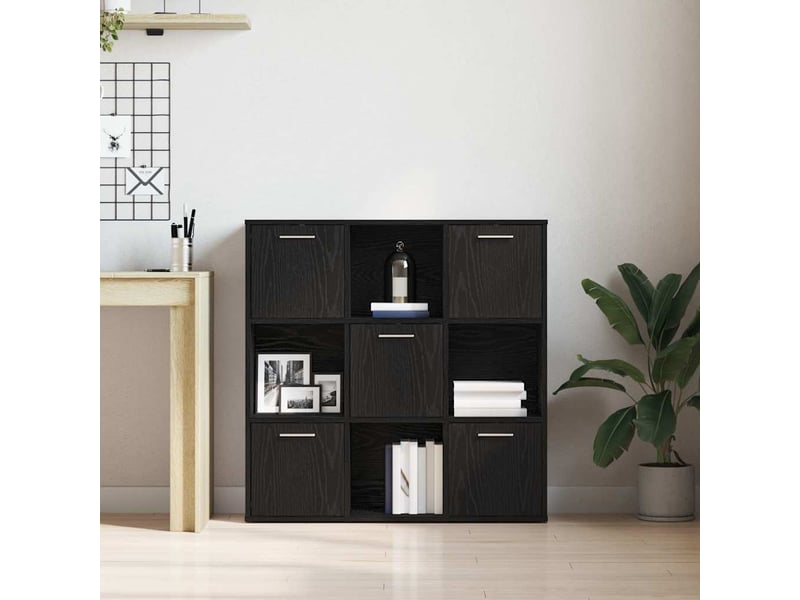 Bibliothèque, meuble de rangement salon en chêne noir 90 x 28 x 90 cm bois d'ingénierie  - Conforama C