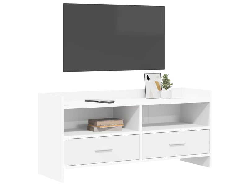  Meuble tv - banc tv - meuble de rangement 100 x 33 x 47 cm blanc bois d'ingénierie  - Conforama C