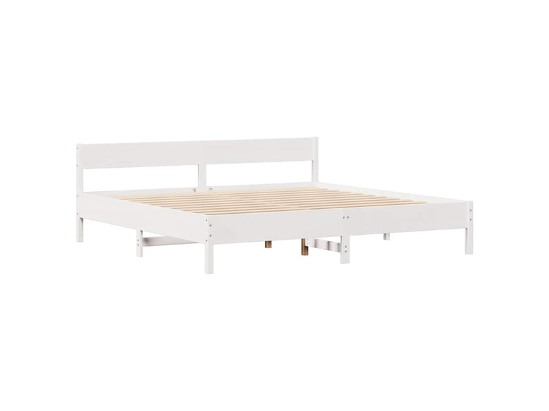  Lit double- lit adulte -  cadre de lit sans matelas blanc 160x200 cm bois de pin massif  - Conforama D