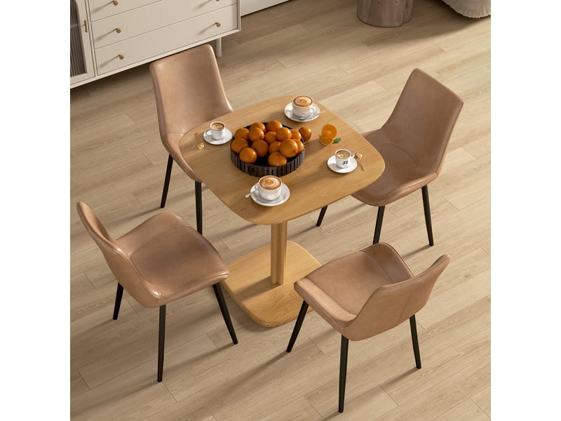  Table à manger pour 4 personne table de cuisine style moderne avec plateau aspect bois, bois naturel, 70 x 70 cm  - Conforama R