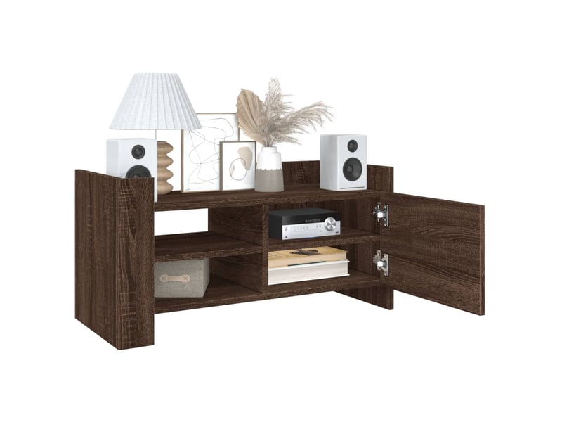  Meuble tv - banc tv - meuble de rangement chêne marron 80x35x40 cm bois d'ingénierie  - Conforama C