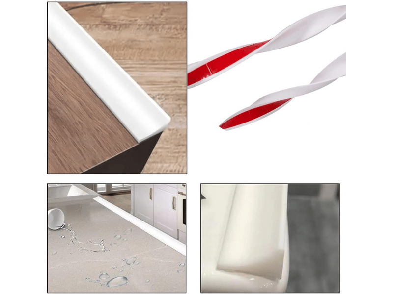  Cloison de douche en silicone 200 cm, autocollante, barrière de retenue de douche, pliable, blanche  - Conforama D