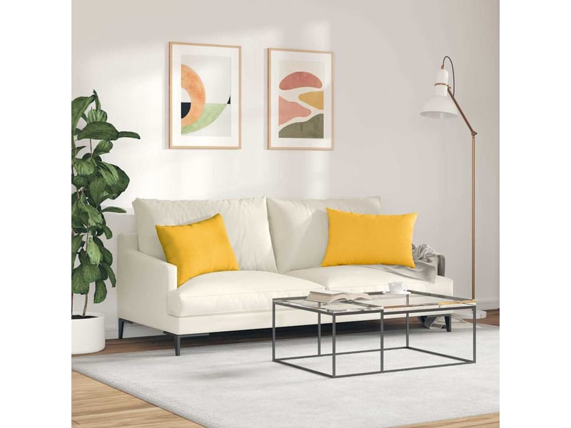  Lot de 2 coussins de canapé, coussins décoratifs jaune clair 60 x 40 cm cf59117  - Conforama D