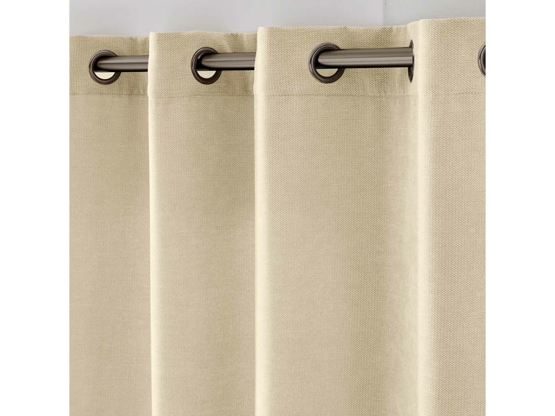  Lot de 2 rideaux à œillets 140 x 180 cm velours chenille cosi naturel petite hauteur  - Conforama E