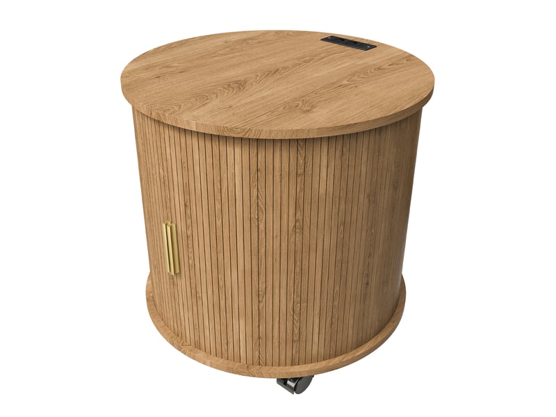  Table de chevet cylindrique 60x60x60 cm avec station de charge mdf chêne  - Conforama A