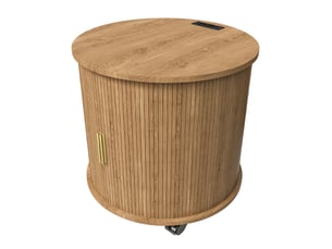 Table de chevet cylindrique 60x60x60 cm avec station de charge mdf chêne
