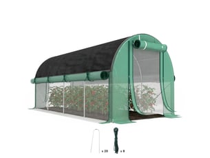 Serre tunnel 4,5 x 2 x 2 m avec bâche pe 140 gm², parois latérales enroulables, 8 fenêtres et 2 portes, couleur verte