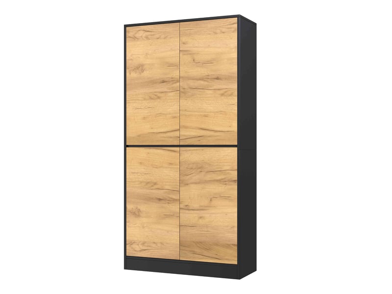  Bibliothèque 80x35x180 cm avec portes, étagères réglables, meuble de rangement pour livres, bureau et salon - pb-noirchêne  - Conforama A