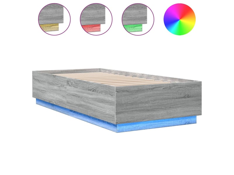  Lit simple- lit adulte -  cadre de lit avec led sans matelas sonoma gris 100x200 cm  - Conforama A