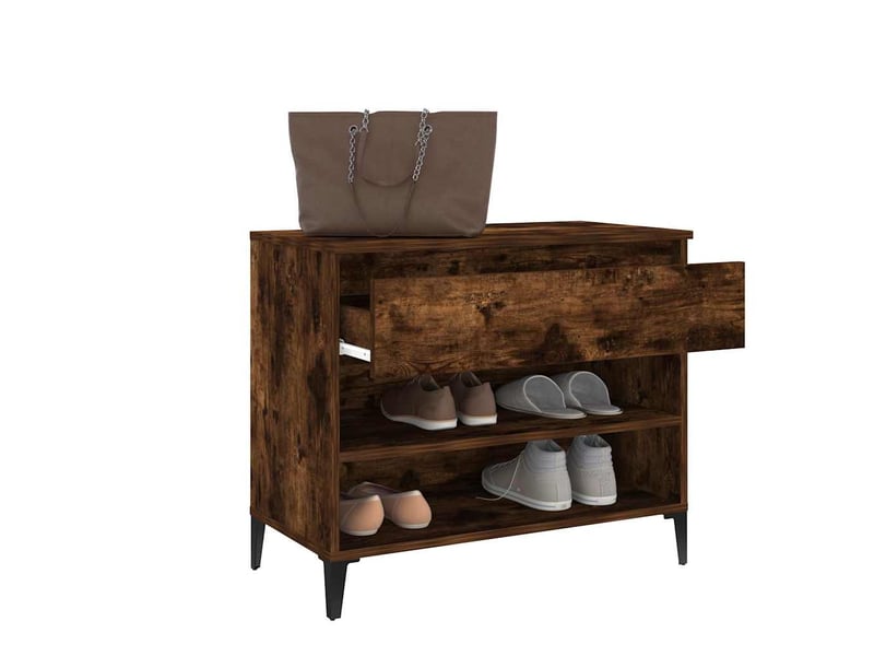  Meuble à chaussure | armoire à chaussures chêne fumé 70x36x60 cm bois d'ingénierie shl2763  - Conforama E