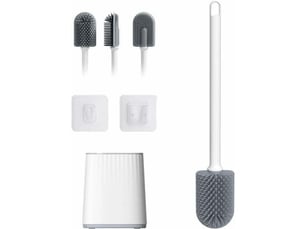 Enowelir brosse de toilette en silicone plat avec support antibactérien et séchage rapide
