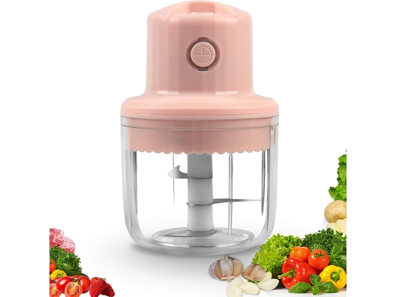  Mini coupe-ail électrique 250 ml, mini hachoir portable avec fonction rechargeable usb (rose)  - Conforama A