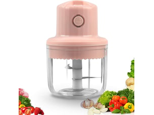 Mini coupe-ail électrique 250 ml, mini hachoir portable avec fonction rechargeable usb (rose)