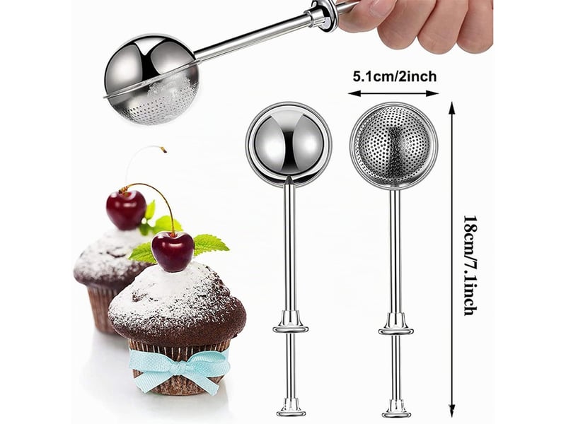  Saupoudreuse sucre glace et cacao en acier inoxydable 304 - tamis farine à une main avec manche à ressort - saupoudreuse à épousseter pour pâtisserie CSTY-0010101TY - Conforama B