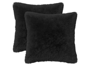 Lot de 6 coussins avec oreiller, coussins décoratifs heerlen noir fleece pv cf50857