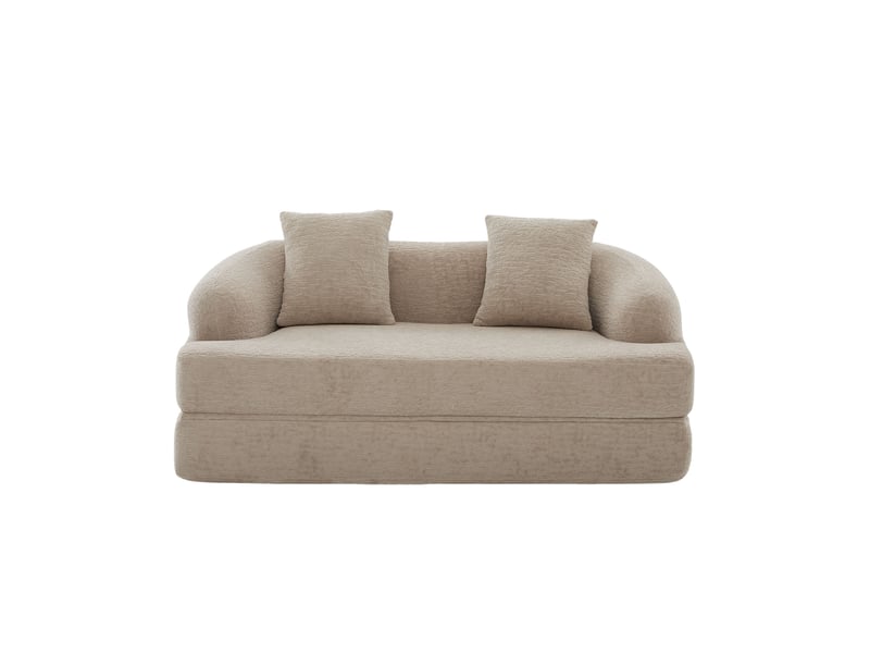 Canapé convertible 2 places chenille kaki - canapé-lit design moderne avec coussins inclus - Conforama A