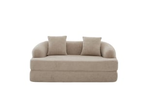 Canapé convertible 2 places chenille kaki - canapé-lit design moderne avec coussins inclus