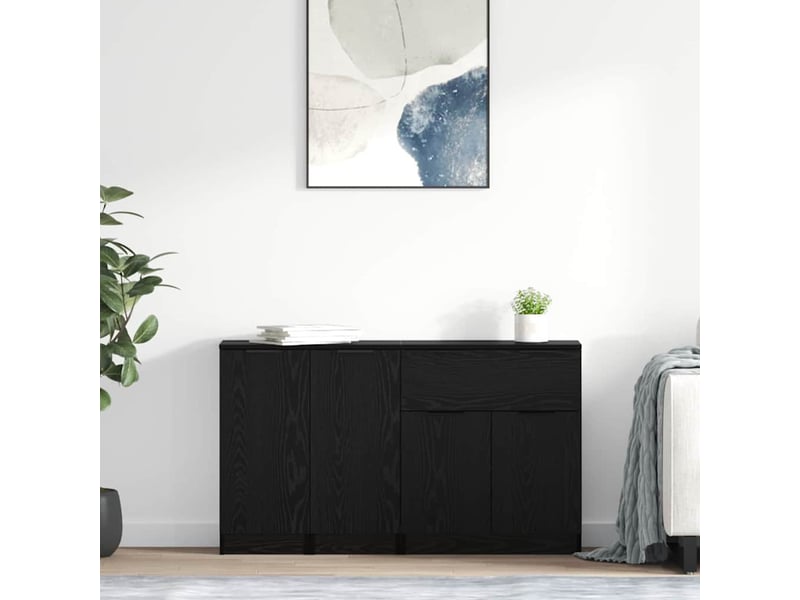  Buffet - bahut - meuble de rangement 3 pc chêne noir 69,5 x 34 x 180 cm bois d'ingénierie  - Conforama B