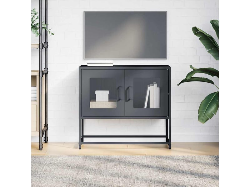  Meuble tv - banc tv - meuble de rangement anthracite 68x39x60,5 cm acier laminé à froid  - Conforama D