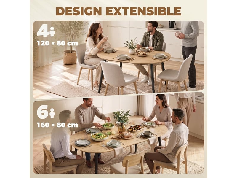 Table à manger extensible ovale 4-6 pers. Design industriel - Conforama E