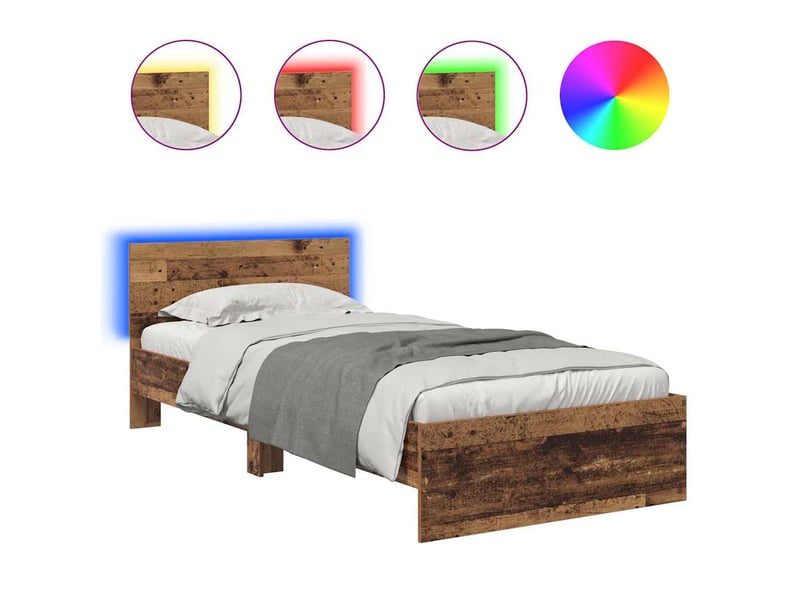  Lit simple- lit adulte -  cadre de lit bois ancien 90 x 190 cm bois d'ingénierie  - Conforama A