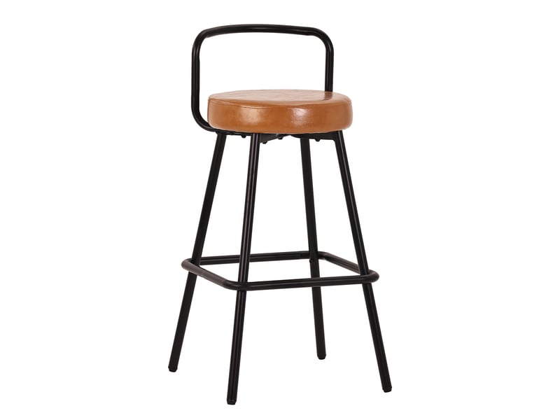  Lot de 4 tabourets de bar,37x37x90,5 cm,avec dossier,similicuir,marron  - Conforama D