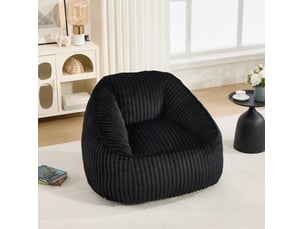 Fauteuil poire en velours côtelé noir avec mousse à mémoire de forme, confort enveloppant au quotidien